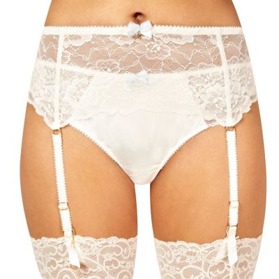 Designer ivory bridal suspender belt